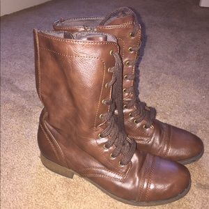Brown combat boots